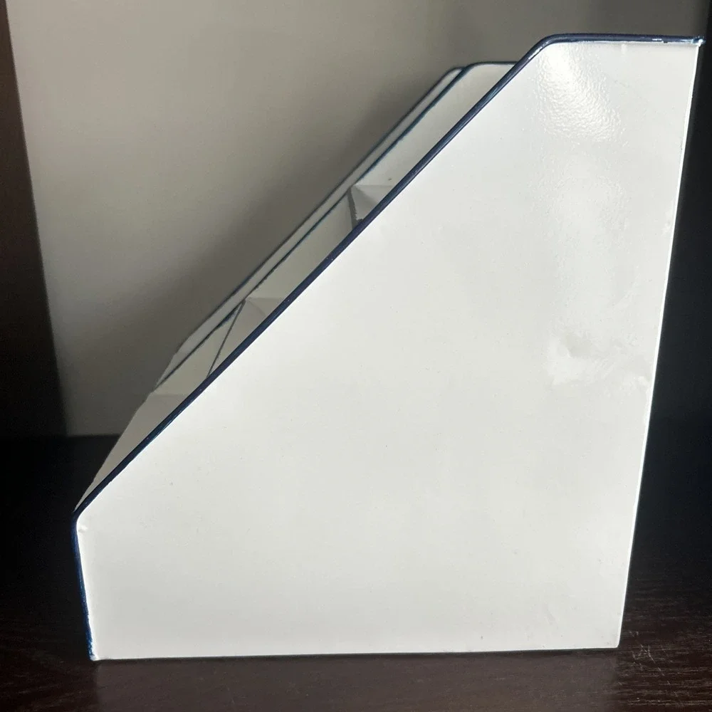 White Metal Desk Organizer Vintage